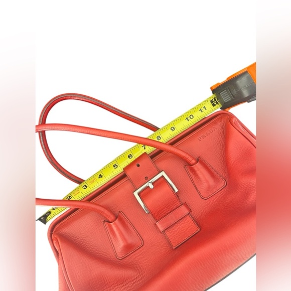 Prada Authentic Vintage with Red Purse Bag Handled Pony Style Calfskin Leather - Picture 12 of 14